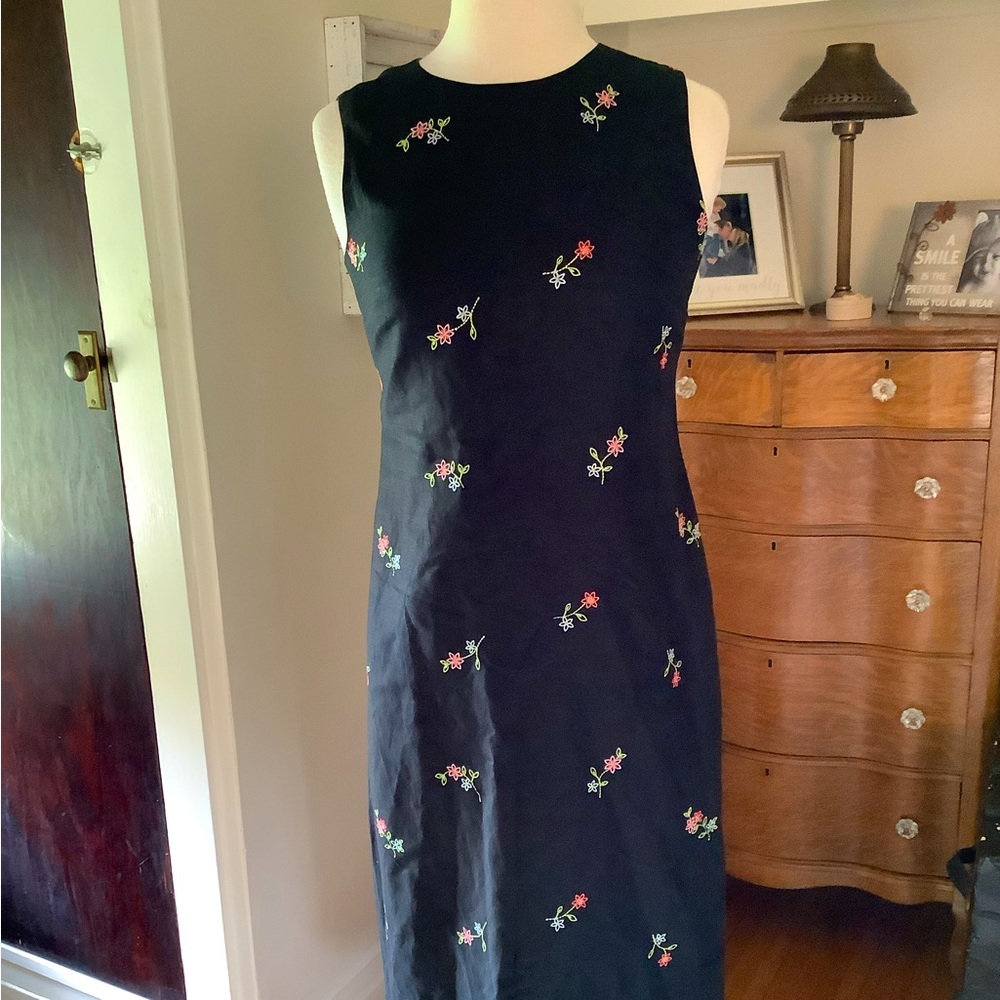 Talbots gorgeous black linen dress